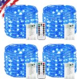 4 Pack Blue Fairy Lights Battery Operated with Remote, Waterproof 20FT 60LED Cuttable Twinkle Lights with Timer Indoor Outdoor, String Light for Bedroom, Classroom, Wedding, DIY, Christmas Décor - Image 2