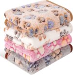 4 Pack Premium Soft Pet Blankets Washable, 23" x 16" Flannel Blankets for Dog Puppy Cat, Brown/Pink/White/Coffee - Image 2