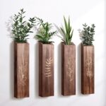 4 Pack Wood Indoor Wall Planter, Modern Boho Wall Decor for Living Room Bedroom, Farmhouse Pocket Vases for Dried Flowers and Faux Greenery Plants - Brown - Image 2