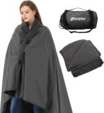 4-in-1 Large Camping Blankets - Waterproof, Windproof Fleece Outdoor Blankets for Stadium, Sports, Car, Concert - 81"x57", Portable (Dark Gray) - Image 2