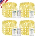 4Pack 80FT 240LED Fairy Lights Battery Operated with Remote & Timer | 8 Modes Twinkle String Lights Battery Powered Indoor Outdoor Waterproof for Bedroom Wedding Classroom Christmas Décor, Warm White - Image 2