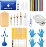 52pcs Puppy Whelping Supplies,Whelping kit,Puppies Birth,Kitten Dog Supplies,Puppy kit,Bottle Feeding kit for Newborn Puppy, Puppy Whelping Collars,Tube,Cord Clamps,Gloves,Digital Thermometer Scale - Image 2
