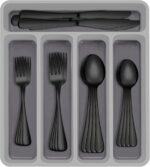60-Piece Black Silverware Set with Organizer, AIVIKI Stainless Steel Flatware for 12, Cutlery Utensil Set for Home Restaurant, Tableware Includes Knife Fork Spoon Set, Mirror Polished - Image 2