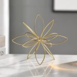 8" Gold Decorative Sphere, Metal Floral Tabletop Sculpture, Abstract Tabletop Decorative Ball for Home Metal Sphere Decor - Image 2