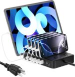 85W Charging Station for Multiple Devices,7 Port USB Charger Stations with 2 AC, 2 USB C, 3 USB A,Family Multi-Device Organizer Charging Dock -Designed for iPhone iPad Android Cell Phone Tablet,Black - Image 2