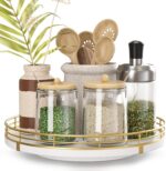 9" Wooden Lazy Susan Turntable for Cabinet – Rotating Spice Rack Organizer, Small Kitchen Countertop Tray for Dining Table & Pantry Storage - Image 2