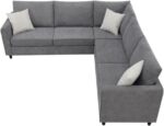 91 * 91" Upholstered Living Room Sectional Sofa, L Shape Furniture Couch Suitable for - Image 2