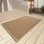 AMOAMI Upgraded Waffle Bath Mat, Super Absorbent Non Slip Bath Mats for Bathroom Floor, Machine Washable Bathroom Rugs with Tassels, Rubber Backed Bathroom Mats, Ultra Soft, 17" x 24", Brown - Image 2