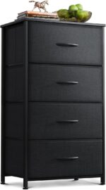 AODK Dresser for Bedroom with 4 Storage Drawers, Small Dressers Chest of Drawers Fabric Dresser with Sturdy Steel Frame, Black - Image 2