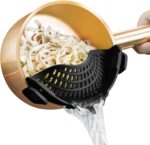 AUOON Clip On Strainer Silicone for All Pots and Pans, Pasta Strainer Clip on Food Strainer for Meat Vegetables Fruit Silicone Kitchen Colander - Image 2