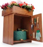AceOrbit 2 in 1 Wood Hidden Hose Storage with Planter Box, Outdoor Decorative Flower Box with Storage Cabinet Holds up to 200 Feet of 5/8 Inch Hose for Patio, Porch & Garden Space-saving Decor - Image 2