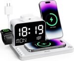 Acer 7-in-1 Wireless Charging Station with LED Clock - 30W Fast Wireless Charger for iPhone 16/15/14/13/12/Pro Max, Apple Watch, AirPods - Bluetooth Auto Time Sync & Night Lights (White) - Image 2