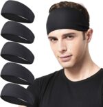 Acozycoo Mens Running Headband,5Pack,Mens Sweatband Sports Headband for Running,Cycling,Basketball,Yoga,Fitness Workout Stretchy Unisex Hairband - Image 2
