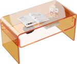 Acrylic Coffee Table, Orange Rectangle Side Table Furniture, Modern Tea Table with Open Storage for Living Room, Office Reception and Bedroom - Image 2