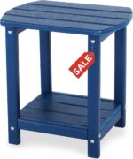 Adirondack Square Outdoor Side Table,2-Tier Storage Patio Side Table, HDPE End Tables for Backyard Pool Porch Garden Lawn - Image 2