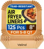 Air Fryer Paper Liners, 125Pcs Parchment Paper, Air Fryer Liners Disposable for Microwave, Non-Stick Air Fryer Liner Square Free of Bleach (8IN) - Image 2