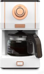 Amaste Retro Style Coffee Machine with 25 Oz Glass Coffee Pot, Reusable Coffee Filter & Three Brewing Modes, Warming Plate, Elegant White with Rose Gold - Image 2