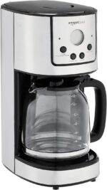 Amazon Basics Programmable Coffeemaker with Carafe and Reusable Filter, Stainless Steel, 12 Cups, Black - Image 2