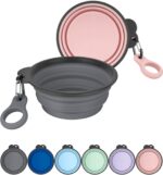 Aonkey Collapsible Dog Bowls with Bottle Carrier, 2 Pack Travel Dog Water Bowl Upgraded Carabiner, One-piece Molded Rim No Fall Off or Crack, Foldable Silicone Portable for Pets Walking Hiking 15oz - Image 2