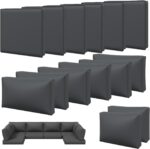 Aoxun 14pcs Patio Cushion Covers Replacement, Waterproof Outdoor Furniture Cushion Covers with Zipper and Non-Slip Bottom, Patio Sofa Couch 3 Sizes for Patio Sectional, Covers Only (Grey) - Image 2