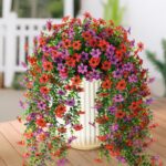 Artificial Hanging Flowers Plants for Outdoor Spring Summer Decoration,2 PCS Faux Silk Daisy with Eucalyptus Leaves,UV Resistant Look Real for Outside Home Planter Porch Patio Balcony Yard Decor - Image 2