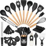 Astercook 39 PCS Kitchen Utensils Set, Silicone Cooking Utensil Sets with Wooden Handle, 446°F Heat Resistant Food Grade Spatula Set, BPA Free Kitchen Gadgets Tools Set for Mothers Day Gifts - Image 2