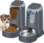 Automatic Cat Feeder and Water Dispenser with Stainless Steel Bowl Dog Gravity Food Feeder and Waterer for Small Medium Pets Puppy Kitten 1 Gallon x 2 - Image 2