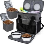 BAGLHER Dog Travel Bag, Pet Travel Bag (ALL Pet Travel Supplies), With 2 Pet Food Containers and 2 Collapsible Silicone Bowls; Essential Kits for Pet Travel Grey - Image 2