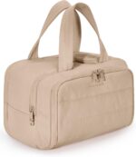 BAGSMART Travel Toiletry Bag, Puffy Toiletry Bag for Women, Wide-open toiletry bags for traveling, Large Travel Cosmetic Makeup Bag Organizer for Accessories,Toiletrie (Khaki) - Image 2