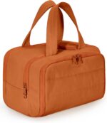BAGSMART Travel Toiletry Bag, Puffy Toiletry Bag for Women, Wide-open toiletry bags for traveling, Large Travel Cosmetic Makeup Bag Organizer for Accessories,Toiletrie (Sandstore Brown) - Image 2