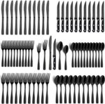 BEWOS 72-Pieces Black Silverware Set for 12 - Stainless Steel Flatware Set with Mirror Polish, Black Silverware Set Including Steak Knives, Forks and Spoons, Dishwasher Safe for Restaurant - Image 2