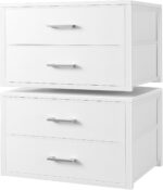 BOLUO Stackable Storage Drawers Closet Organizers and Storage Fabric White 2 Drawer Dresser for Bedroom 2 Packs Modern - Image 2