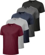 BOOJO 5 Pack Workout Shirts for Men-Quick Dry Black Gym Moisture Wicking Short Sleeve T-Shirts for Running Athletic Casual - Image 2