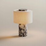 BSOD Marble Lamp, Stone Table Lamps Rechargeable Modern Decorative Touch Dimmable Cordless Luxury Design Bedside Lamp for Home Decor, Bedroom, Living Room & Office (Rechargeable Calacatta Viola Lamp) - Image 2