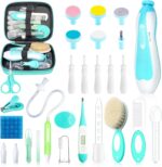 Baby Healthcare and Grooming Kit, 28 in 1 Portable Baby Essentials Kit Electric Nail Trimmer Set with Gas Relief Hair Brush Comb Nasal Aspirator for Newborn Boys Girls (Green) - Image 2