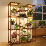 Bamworld Plant Stand with Grow Light Plant Shelf for Mutiple Pots Large Plant Holder for Living Room Patio Boho Home Decor for Gardening Warm Light - Image 2