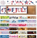 Barydat 25 Pcs Interchangeable Seasonal Decor Interchangeable Welcome Sign with a Wood Frame Seasonal Wooden Welcome Sign Holiday Table Decor for Independence Day Halloween Christmas Decoration - Image 2