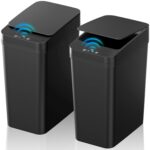 Bathroom Trash Can with Lid, KOEYLE 2 Pack 2.2 Gallon Automatic Touchless Garbage Can, Small Motion Sensor Smart Trash Can, Slim Waterproof Trash Bin for Bedroom, Bathroom, Office, Living Room (Black) - Image 2