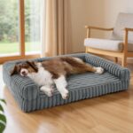 Bedsure ComfyFleece™ Orthopedic Dog Beds Large Sized Dog, Waterproof Memory Foam Pet Couch Sofa with Sides, Non-Slip Bottom and Egg-Crate Foam Large Pet Bed with Washable Corduroy Cover, Grey - Image 2