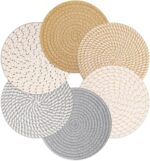 Billbotk 8" Trivets for Hot Dishes, Hot pots and Pans, 6 Heat Resistant Hot Pads, Pot Holders for Kitchen, Hot Plate Mats for Table, Kitchen Decor for Counter, Home Essentials, Farmhouse(Boho) - Image 2