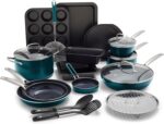 Blue Diamond 20 Piece Cookware and Bakeware Set, Diamond Infused PFAS-Free Ceramic Nonstick Pots and Pans, Durable Nontoxic Metal Utensil Safe & Scratch Resistant, Dishwasher & Oven Safe, Green - Image 2