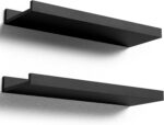 Boswillon Floating Shelves Wall Mounted Set of 2, Modern Black Wall Shelves for Storage with Lip, Display Picture Ledge Shelf for Wall Decor Bedroom Living Room Bathroom Kitchen - Image 2