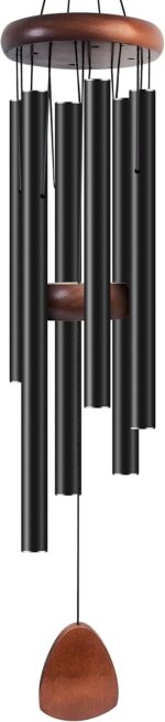 Bursvik Large Aluminium Wind Chimes 37" to Create a Zen Atmosphere Suitable for Outdoor, Garden, Patio Decoration. Classic Black Wind Chime with Wind Catcher Suitable as A Gift for Mom Neighbor Unisex - Image 2