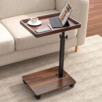 C Table End Table Adjustable Height, 360°Swivel TV Tray Table for Small Spaces, Couch Tables That slide under, C Shaped Side Tables living room and bedroom for Sofa, Bed,Chair, Snack (1, Walnut Brown) - Image 2