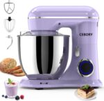 CEBORY 3-IN-1 Electric Stand Mixer, 6.5QT Bowl 660W 10-Speed Kitchen Mixer, Household Food Mixers include Dough Hook, Beater and Whisk, Bread Cake Mixer for Baking and Most Home Cooks, Purple - Image 2