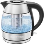 CHEFMAN Electric Kettle - 1.2L 1500W Hot Water Tea Pot with Infuser, BPA Free, Auto Shut Off, Boil-Dry Protection, Removable Lid, LED Light, Cordless Glass Electric Tea Kettle – Stainless Steel - Image 2