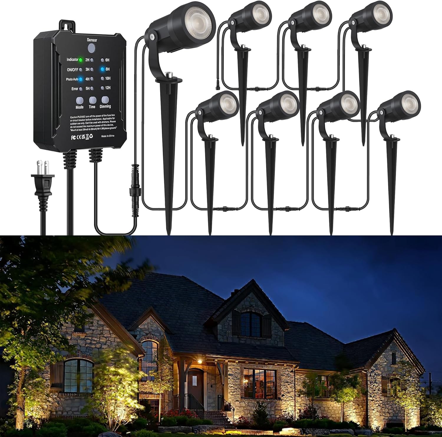 COLOER All-in-One Low Voltage Landscape Lighting Kit, 8 Pack 5W Die-cast Aluminum Landscape Lights with Transformer and Connectors, IP65 Waterproof Outdoor Spot Lights for Pathway Yard Garde - Image 2
