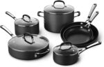 Calphalon 10-Piece Non-Stick Kitchen Cookware Set Black Pots & Pans with Stay-Cool Stainless Steel Handles Hard-Anodized Aluminum for Even Heating - Image 2