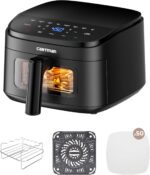 Cartman 4QT Compact Air Fryer, Ultra-Flat 6.7" Height Small Airfryer, Adjustable Airflow Design, Viewing Window, Up to 450℉, 7 Presets Touchscreen, Portable Air Fryer, Black - Image 2
