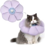 Cat Cone Collar,Cute Waterproof Cat Recovery Collar,Anti-Bite Lick Wound Healing Safety Elizabethan e Collar for Cats,Purple Flower All-Season Style… - Image 2